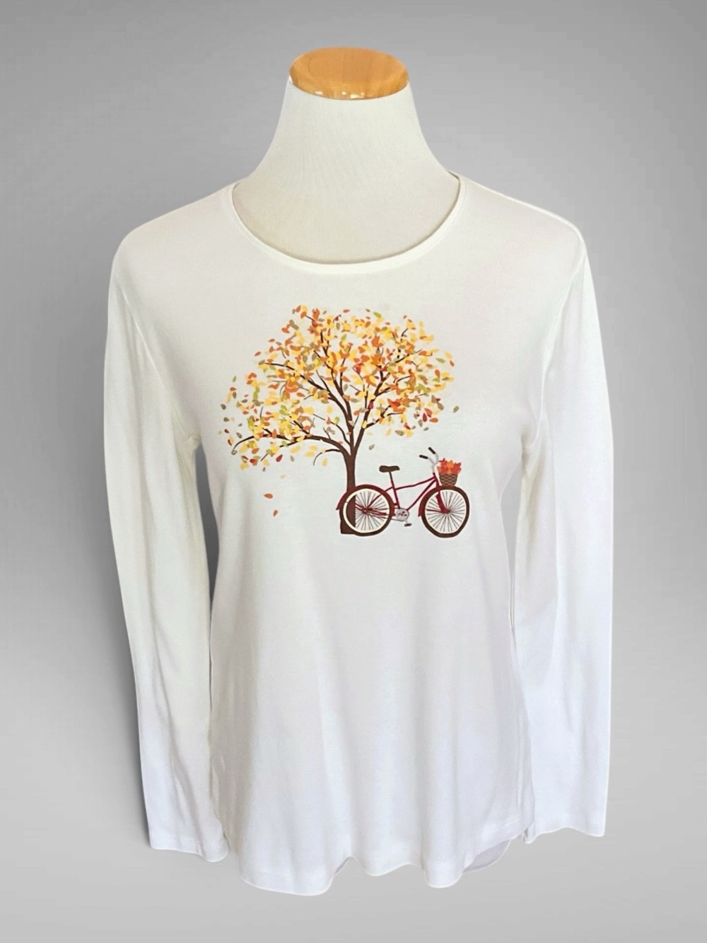 Croft & Barrow Fall-Themed Long-Sleeve Tee Shirt 100% Cotton